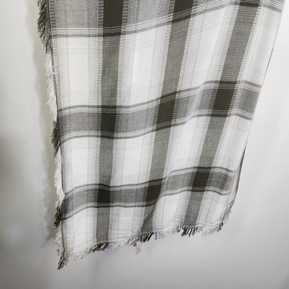 Maurices Womens Duster Cardigan Plaid Open Fringe Sleeveless Long Vest One Size - Picture 5 of 10